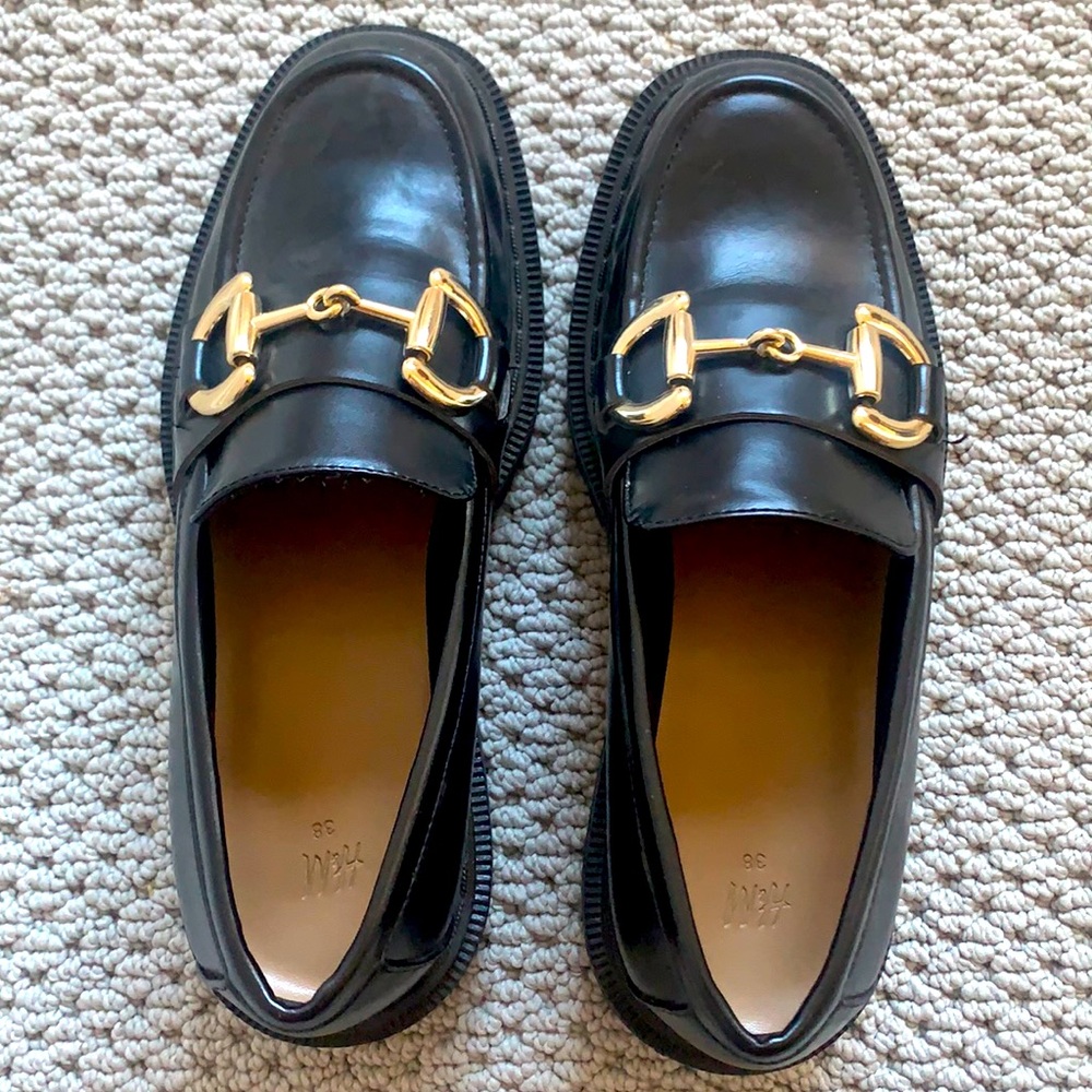 H&M brand chunky black loafers